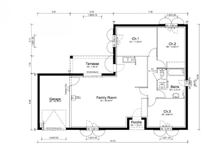 plan maison 115m2