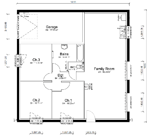 plan de maison de 84m2
