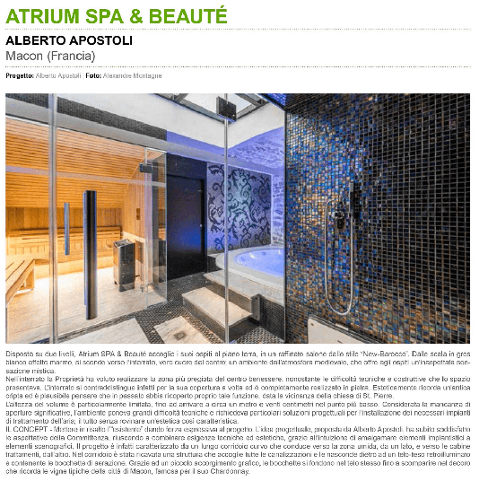 Atrium Spa et Beauté - Article Architecture - Projet italien