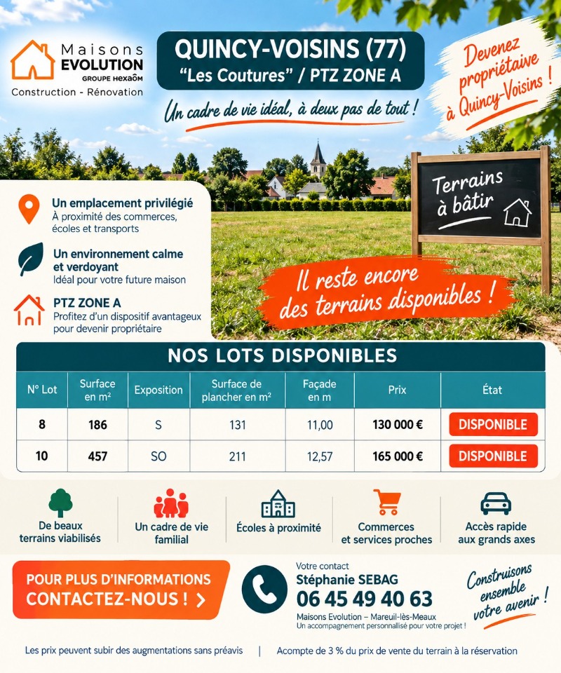 Terrain à bâtir à Quincy-Voisins (77860)