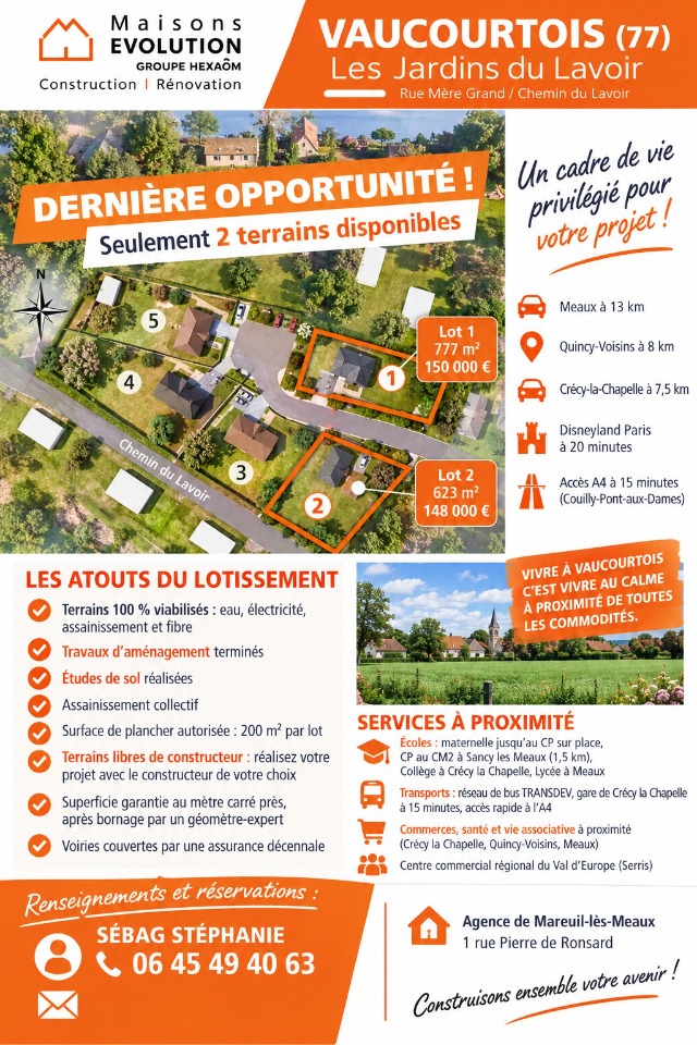 Terrain à bâtir à Vaucourtois (77580)