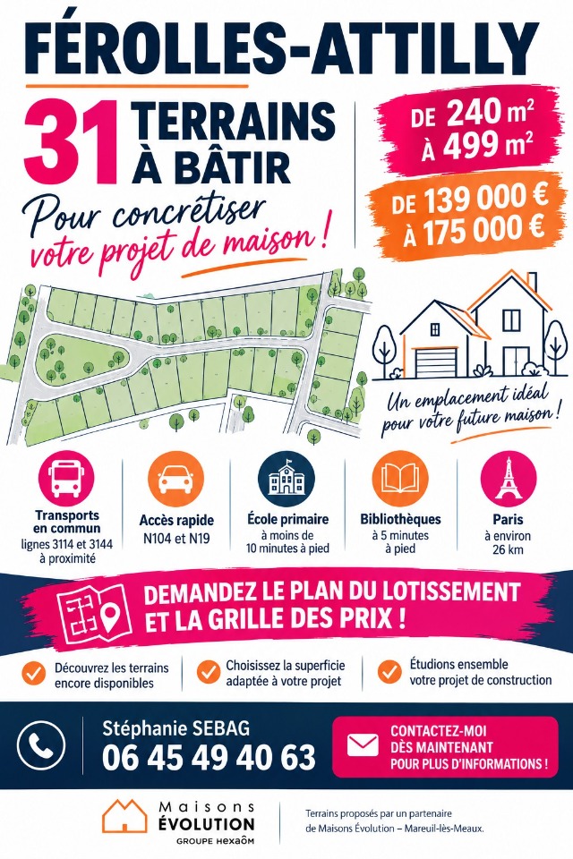 Terrain à bâtir à Férolles-Attilly (77150)