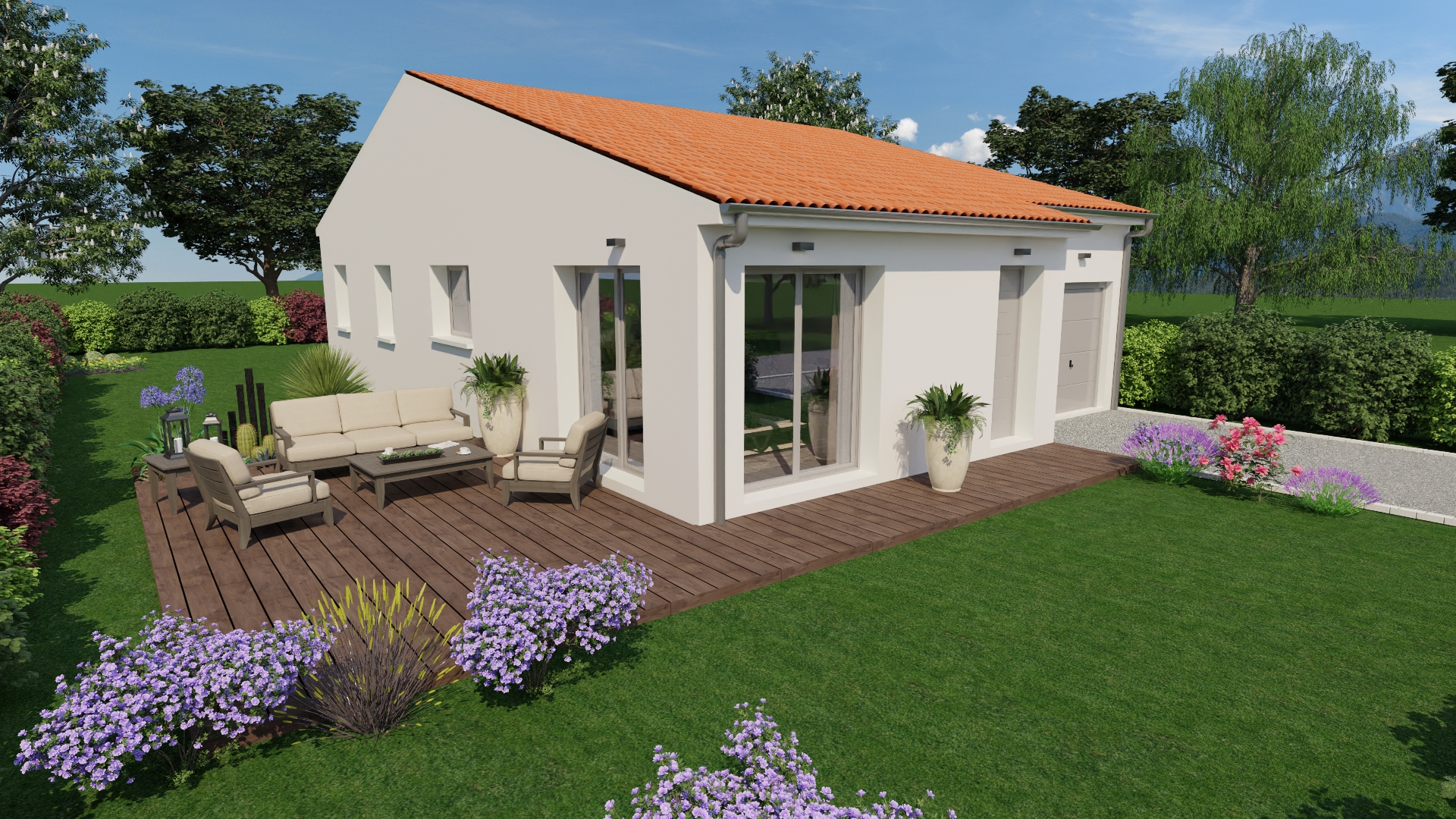 PLAIN PIED 3 CHAMBRES AVEC GARAGE