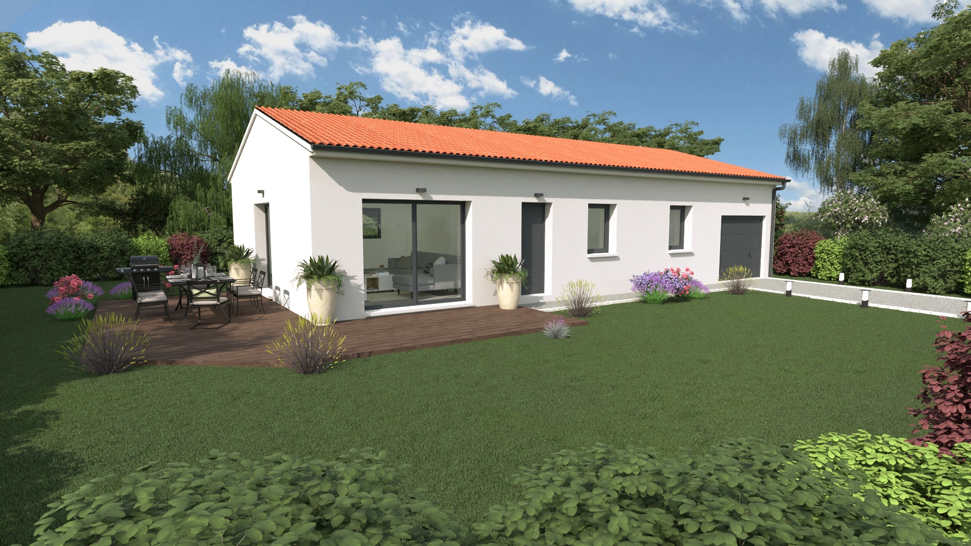 PLAIN PIED 3 CHAMBRES AVEC GARAGE