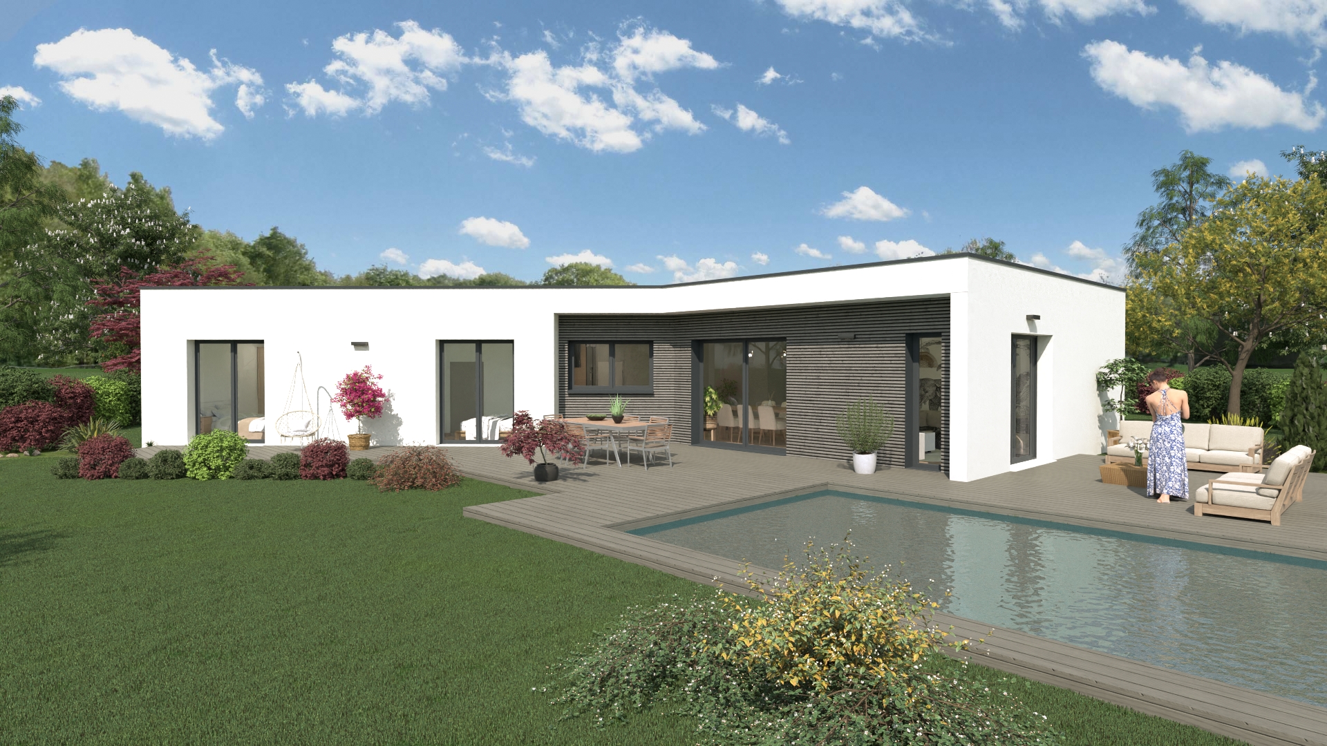 A PLOURIVO, terrain et un grand plain-pied lumineux