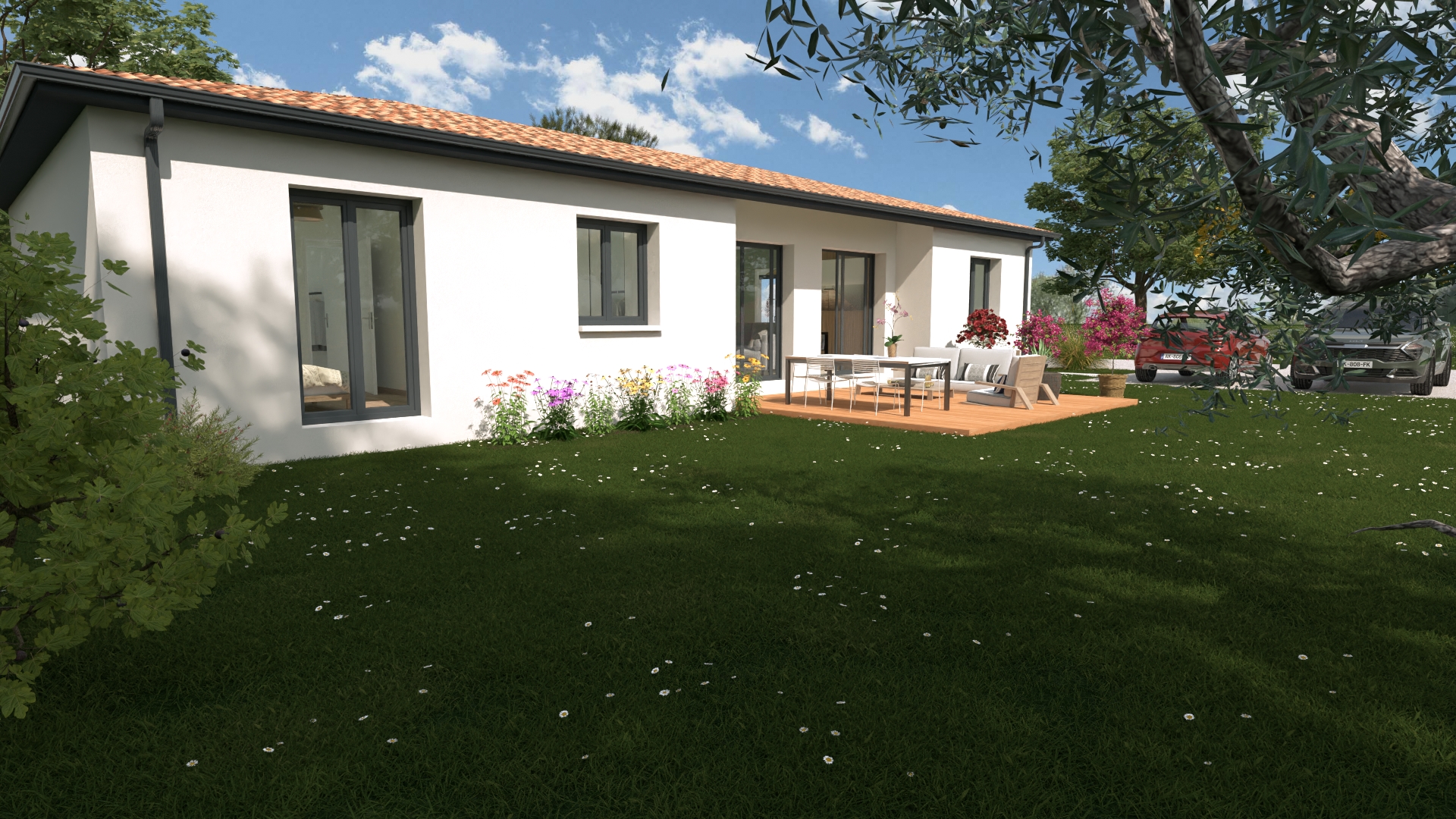 Terrain + Maison de 88m2 à St Genies des Mourgues (34160)