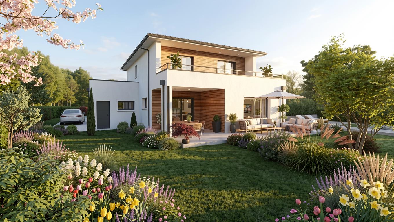 Maison neuve contemporaine 4 chambres de 148 m² sur grand terrain de 2 500 m² à Gramat