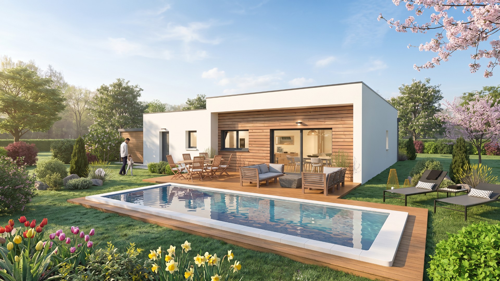 Projet de construction : Maison contemporaine à toit plat de 93 m² sur terrain à partir de 650 m² à Prayssac