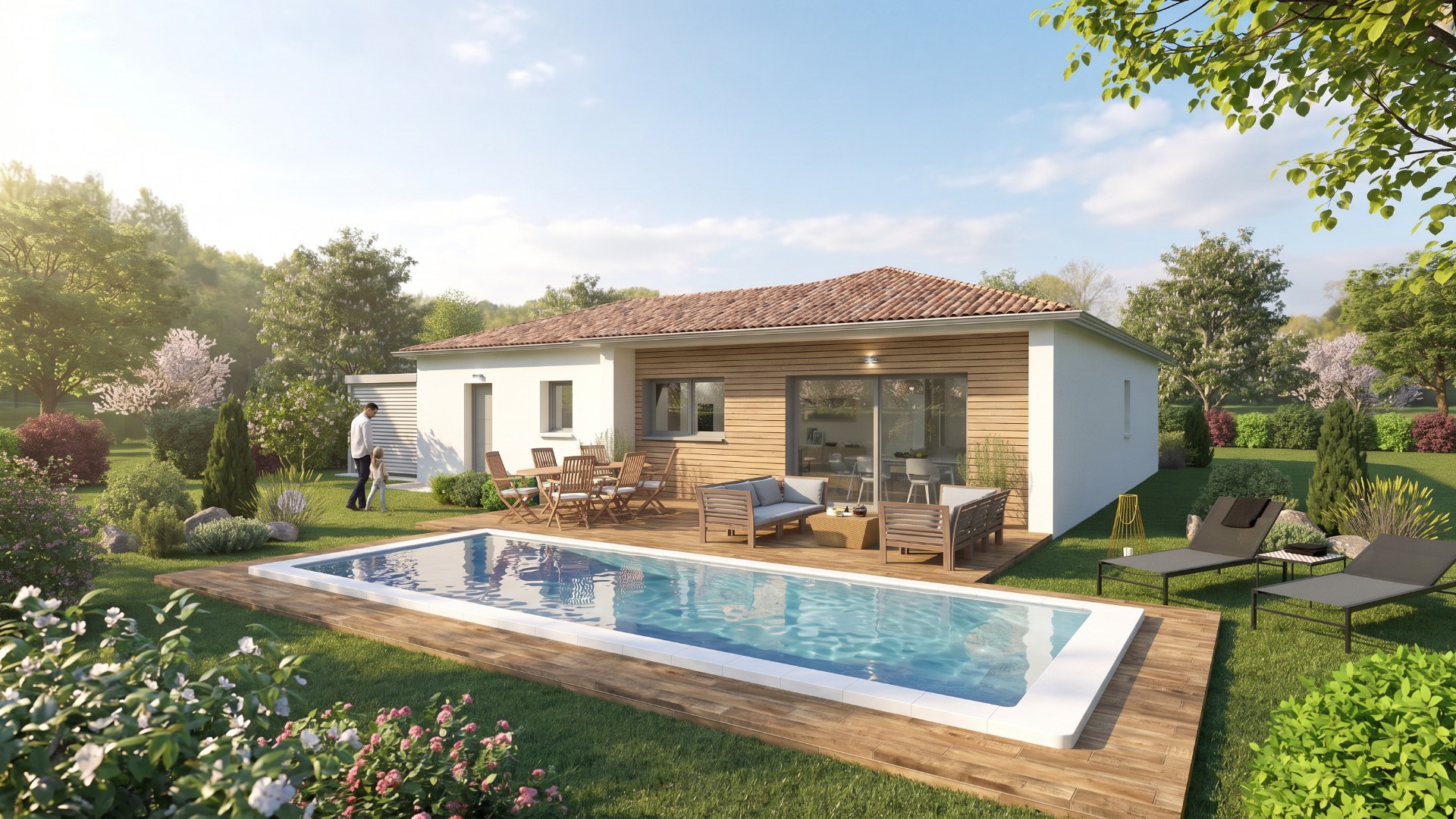 Maison neuve à personnaliser sur un beau terrain de 1900 m² à Esclauzels