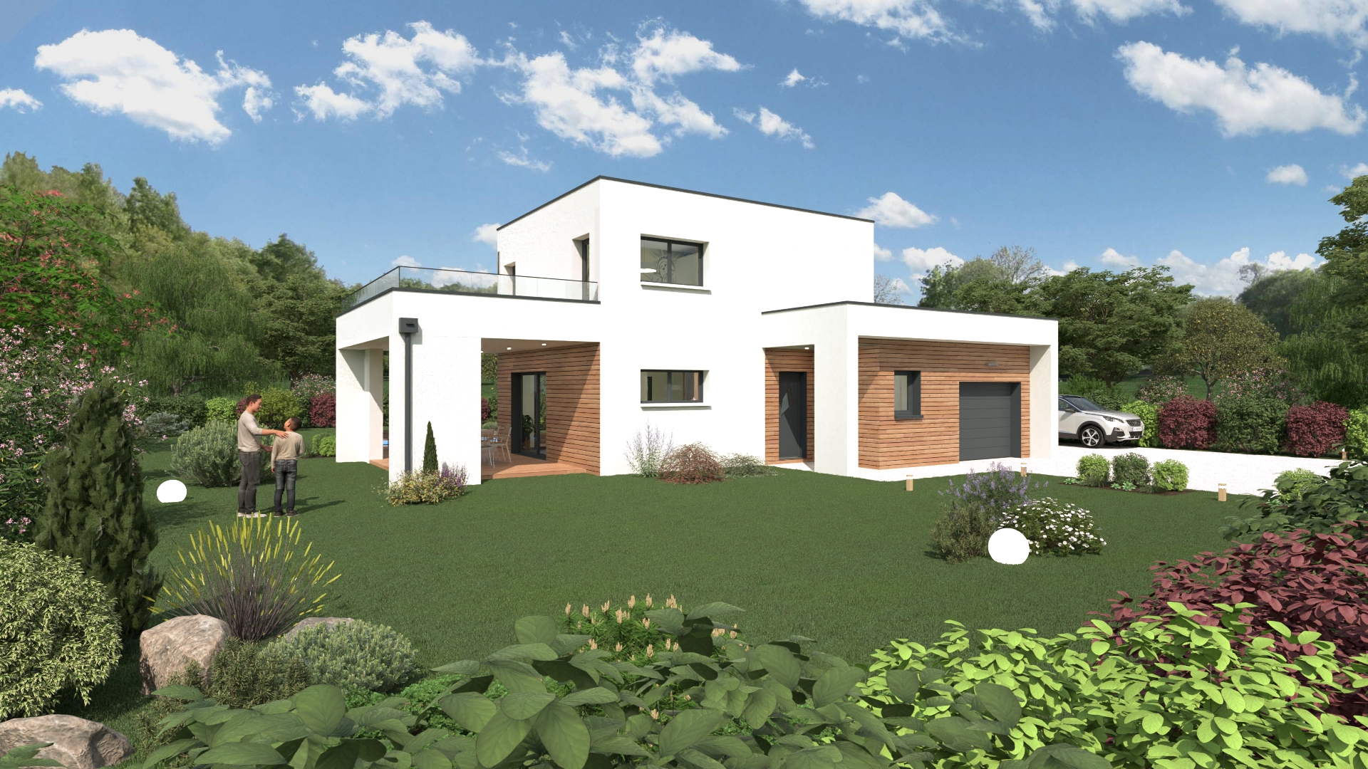 Aux portes de Cahors, maison contemporaine toit terrasse sur une parcelle de 1850 m²