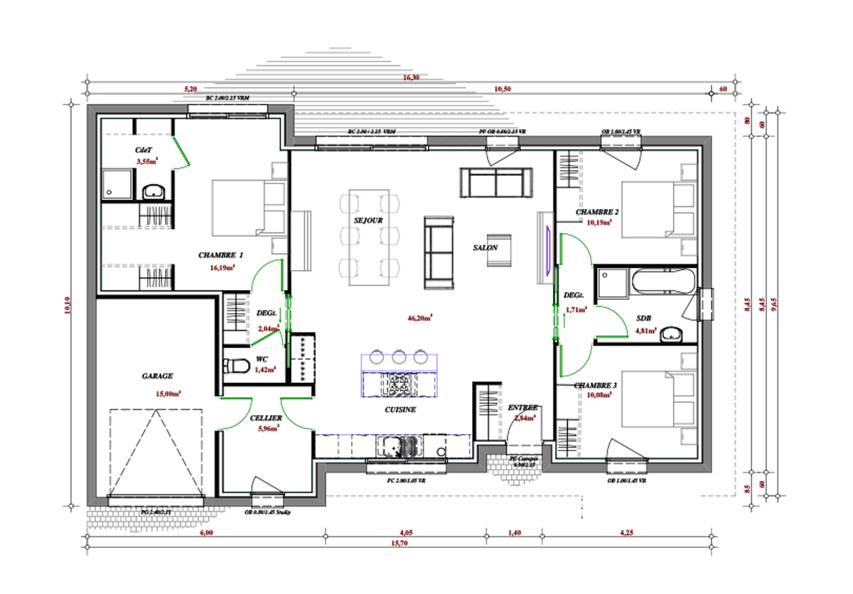 Terrain et maison à construire Landas 105m²