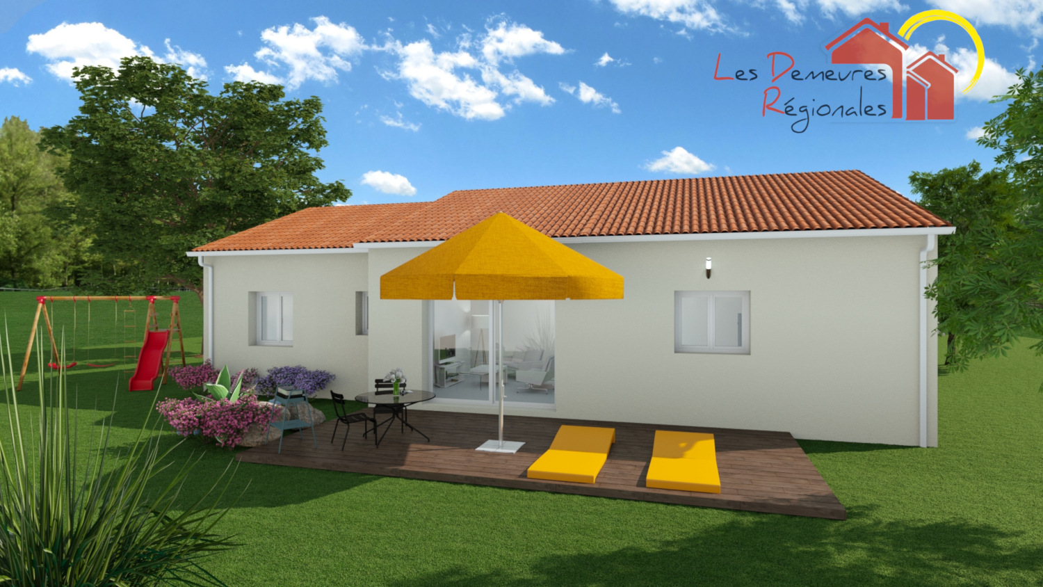 vue arrière maison avec décroché 3 chambres et garage clermont ferrand