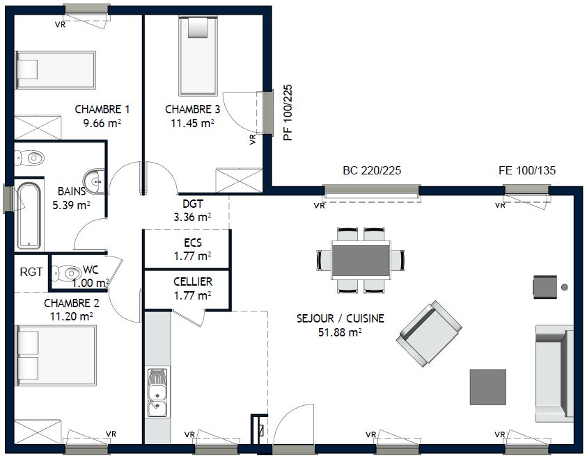 Plan Maison Phenix Plain Pied 2 Chambres