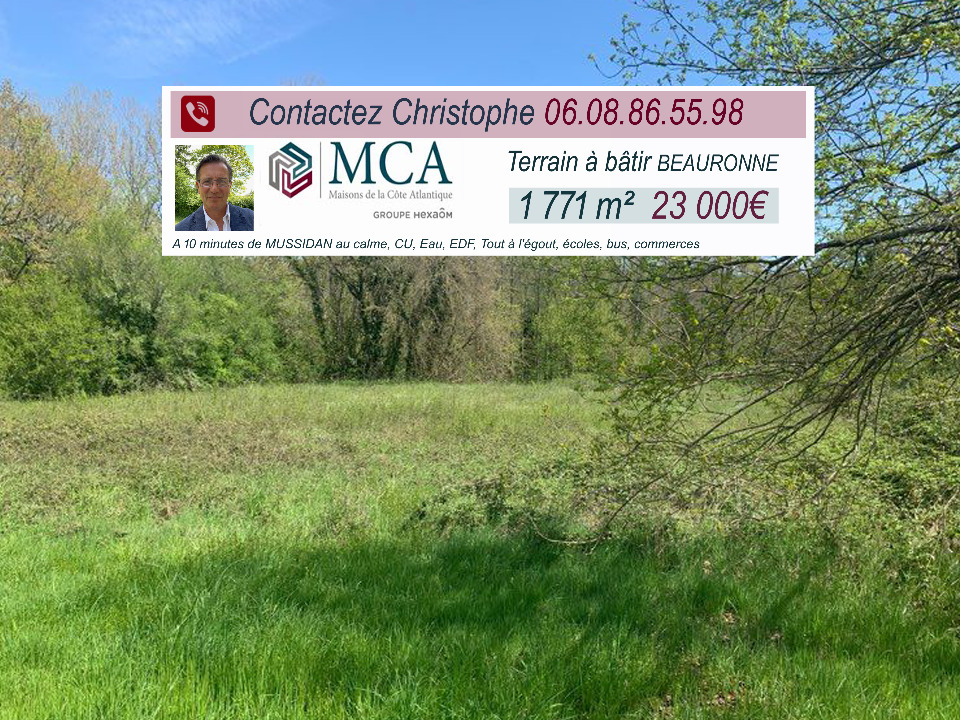 terrain constructible viabilisé de 1771m2 à Mussidan