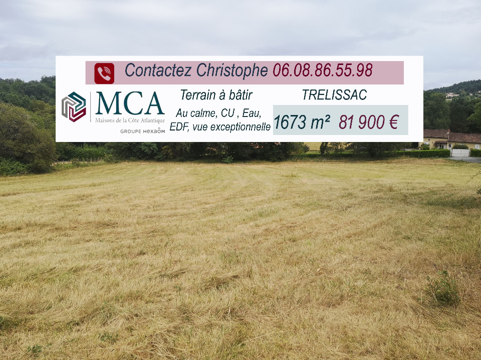 Parcelle de terrain constructible de 1673m2 en vente à Trélissac (24750)
