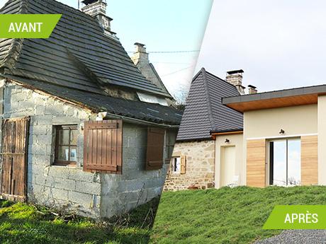 Rénovation d'une maison et création d'une extension à Cros-de-Montvert (15150)