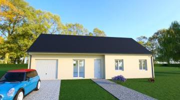 Vue ALPHA - 35 ° - dpts 19/23 - maison de plain pied - forme rectangle
