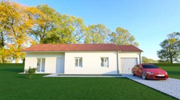 Vue BRIANCE - 22° - dpts 87/46/24 - maison de plain pied - forme rectangle
