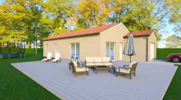 Vue EPSYLON - 22° - dpts 87/46/24 - maison de plain pied - forme rectangle
