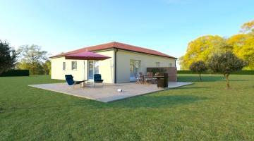 Vue LANDA 6 AG - 22° - dpts 87/46/24 - maison de plain pied - forme L