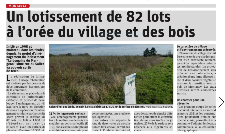 Futur lotissement sur la commune de Montanay